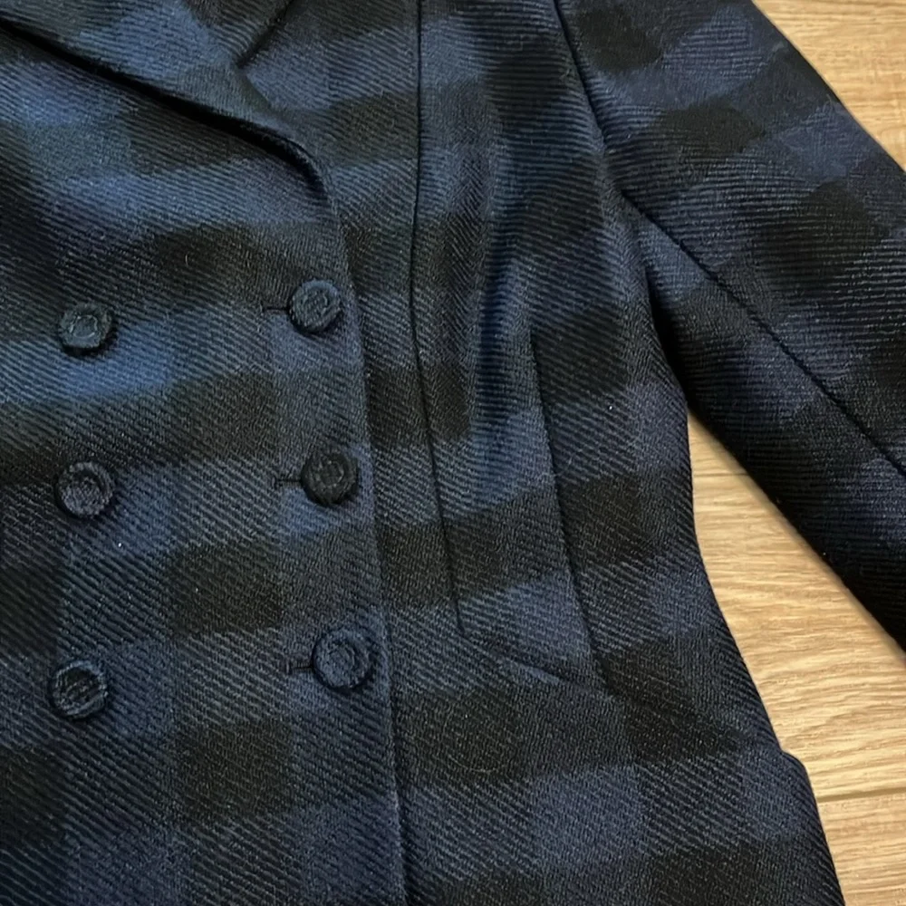 Dior black and blue plaid wool blend bar jacket
